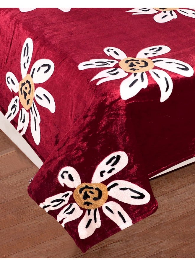 RD TREND 190 Gsm Flannel Warm Bedsheets For Winter, Double Flat Size 90 X 100 Inches, 2 Pillow Covers 300 TC 18 X 28 Inches (Red Floral, Double Flat) - Image 4
