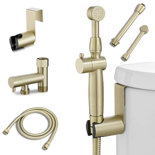 Green Spring Greenspring Bidet Sprayer for Toilet Brushed Gold Bidet Attachment for Toilet with Adjustable Pressure Control 3”-11” Spray Reach Brass Cloth Diaper Sprayer - Image 1