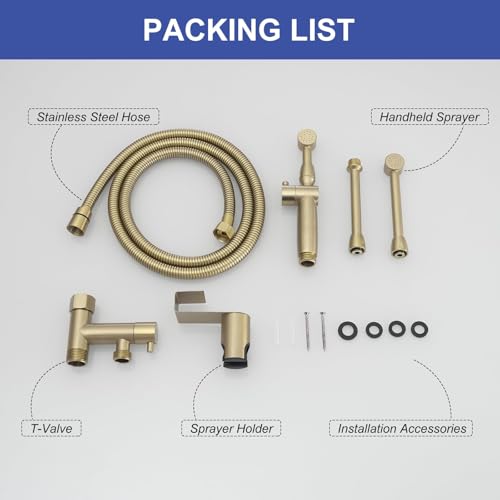 Green Spring Greenspring Bidet Sprayer for Toilet Brushed Gold Bidet Attachment for Toilet with Adjustable Pressure Control 3”-11” Spray Reach Brass Cloth Diaper Sprayer - Image 5