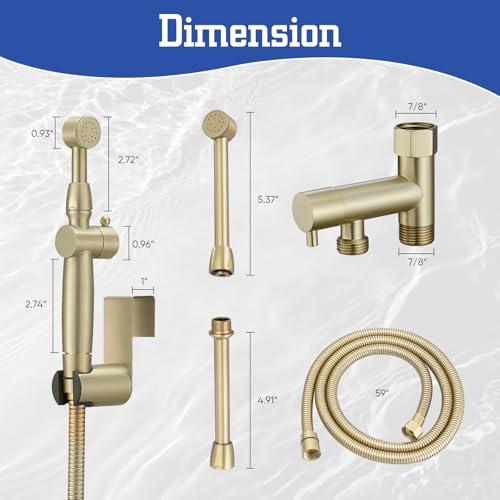 Green Spring Greenspring Bidet Sprayer for Toilet Brushed Gold Bidet Attachment for Toilet with Adjustable Pressure Control 3”-11” Spray Reach Brass Cloth Diaper Sprayer - Image 2