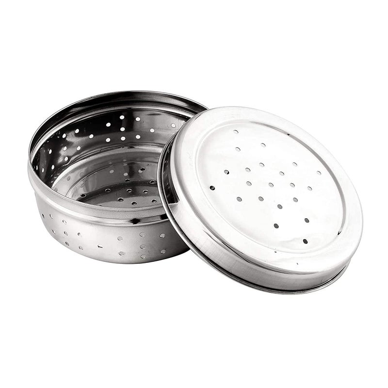 Devera Stainless Steel Green Coriander Storage Box Curry Leaves Box Set Sprouts with air Ventilation Food containers Silver Dabba Flat Box Steel Dabba dhaniya dibba 600 ml - Image 5