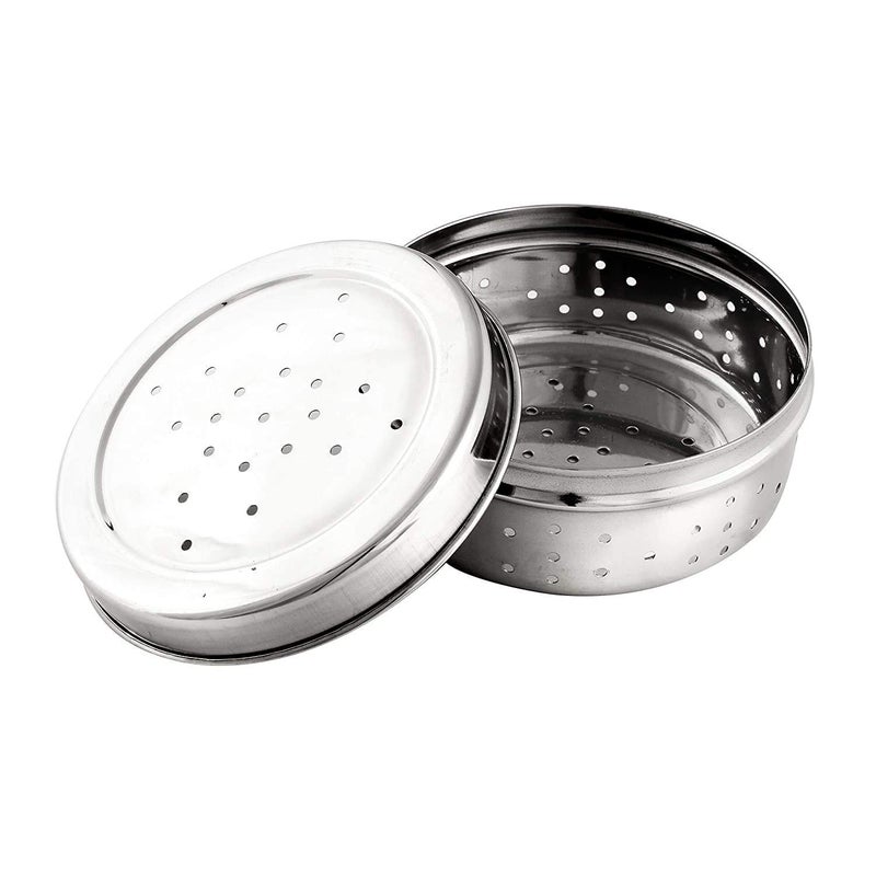 Devera Stainless Steel Green Coriander Storage Box Curry Leaves Box Set Sprouts with air Ventilation Food containers Silver Dabba Flat Box Steel Dabba dhaniya dibba 600 ml - Image 2