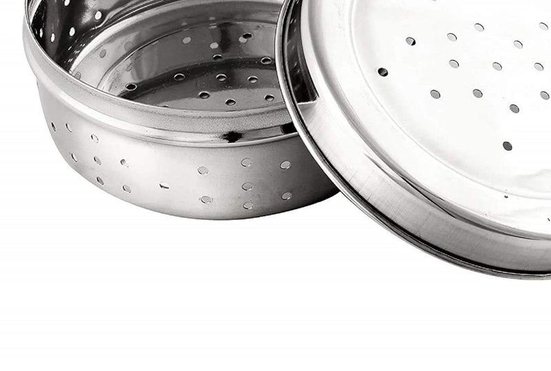 Devera Stainless Steel Green Coriander Storage Box Curry Leaves Box Set Sprouts with air Ventilation Food containers Silver Dabba Flat Box Steel Dabba dhaniya dibba 600 ml - Image 3