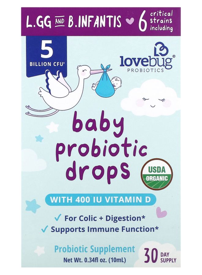 LoveBug Probiotics Baby Probiotic Drops 5 Billion CFU 0.34 fl oz (10 ml)
