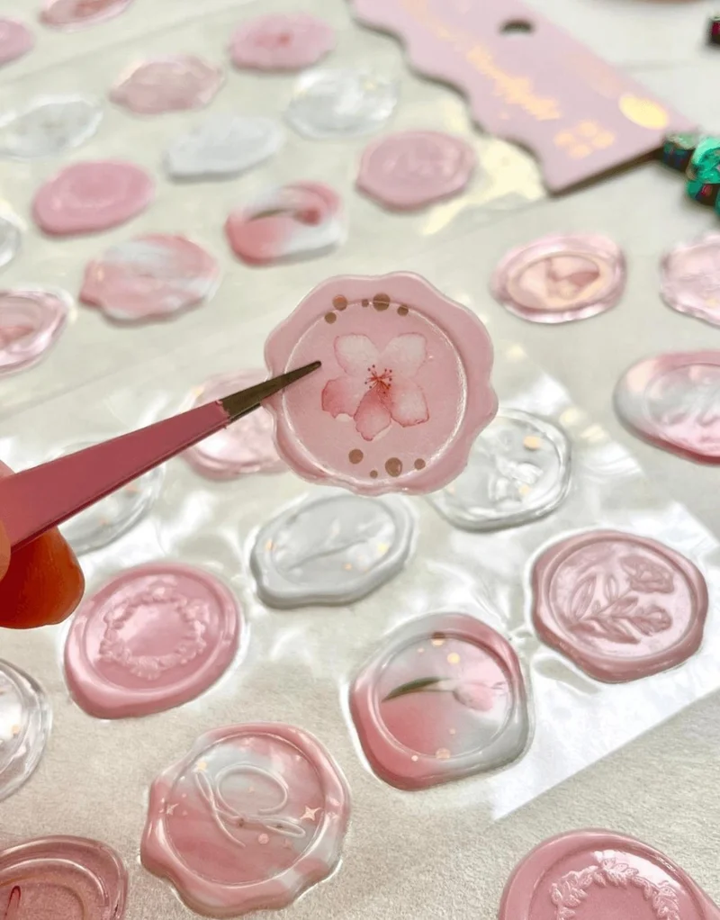 كاغيت جيمي دوكان Paper Ship Shop Glazed Starlight 3D Pink 15 Pieces Self Adhesive Sticker Seal / Stamp / Art Decals