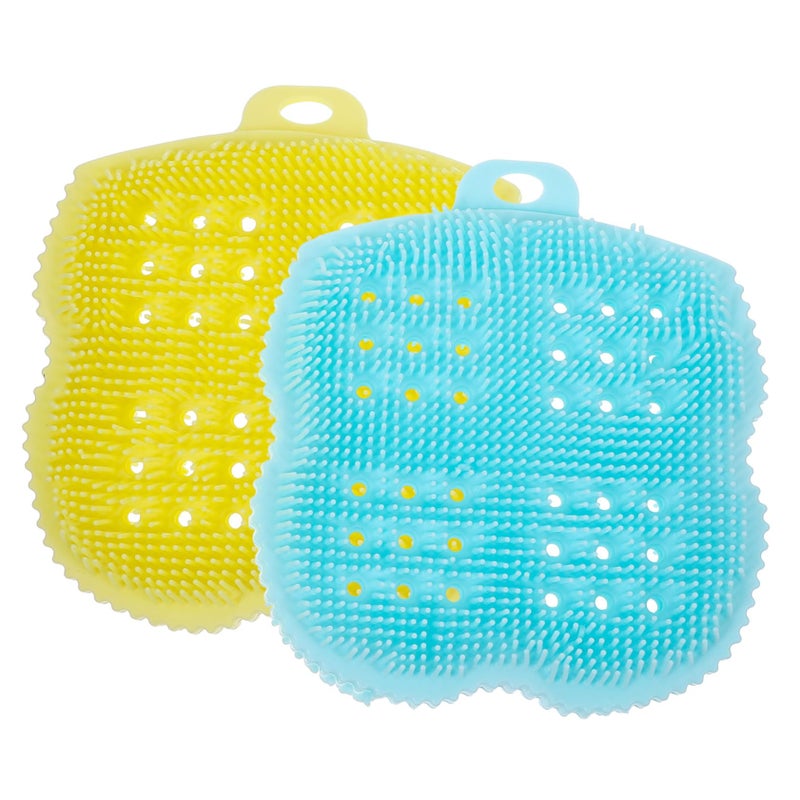 2Pcs Blue Silicone Body Scrubber Brush For Exfoliating And Scalp Detangling - Image 2