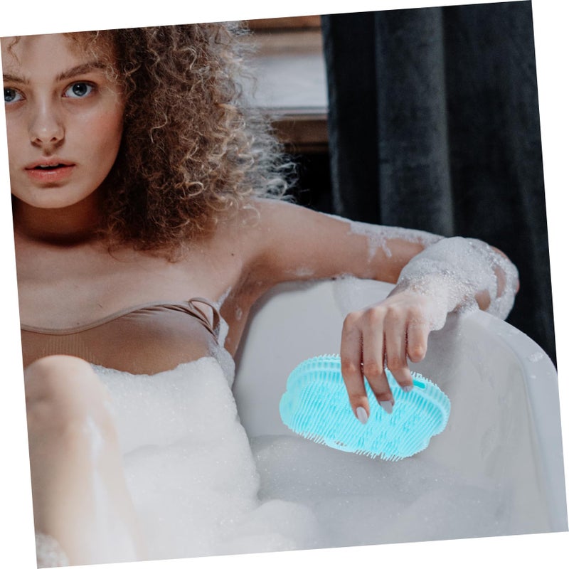 2Pcs Blue Silicone Body Scrubber Brush For Exfoliating And Scalp Detangling - Image 5
