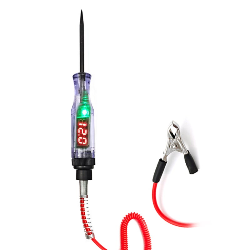 6 V 12 V 24 V Portable Car Automotive Electric Digital Display Circuit Tester Car Truck Circuit Probe Test Pen Automotive Test Light Tester with 2.8M Spring Wire - Image 1