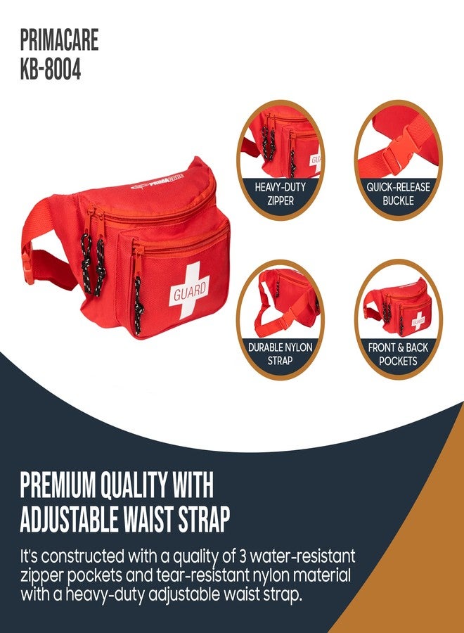 PrimaCare KB-8004 First Aid Empty Fanny Pack for Emergency Equipment Set, 8" x 2" x 6", Red - Image 2