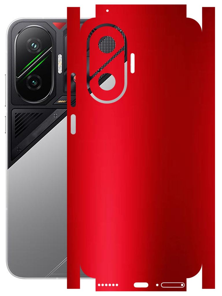 AtOdds Mobile Skin Sticker Wrap | Compatible for Poco F7 (5G) | Scratchproof Matte Finish | Full Coverage for All Sides & Camera Protection (Metalic Red) - Image 1