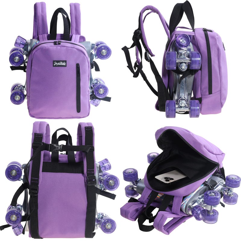 JajaHoho Roller skates bags for Women Men, Lavender Lilac Sports Backpack for Rollerskates, Ice skates, Inline skates, Skate Gear Storage, Durable and Stylish, 11.8 x 9 x 2.8 inches (Purple) - Image 4