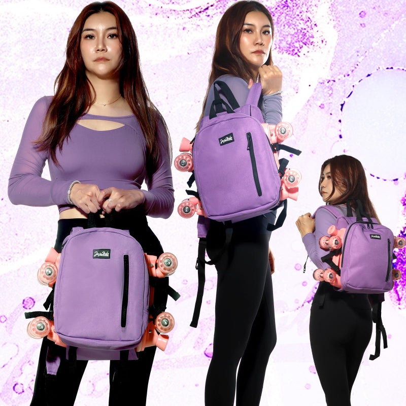 JajaHoho Roller skates bags for Women Men, Lavender Lilac Sports Backpack for Rollerskates, Ice skates, Inline skates, Skate Gear Storage, Durable and Stylish, 11.8 x 9 x 2.8 inches (Purple) - Image 5