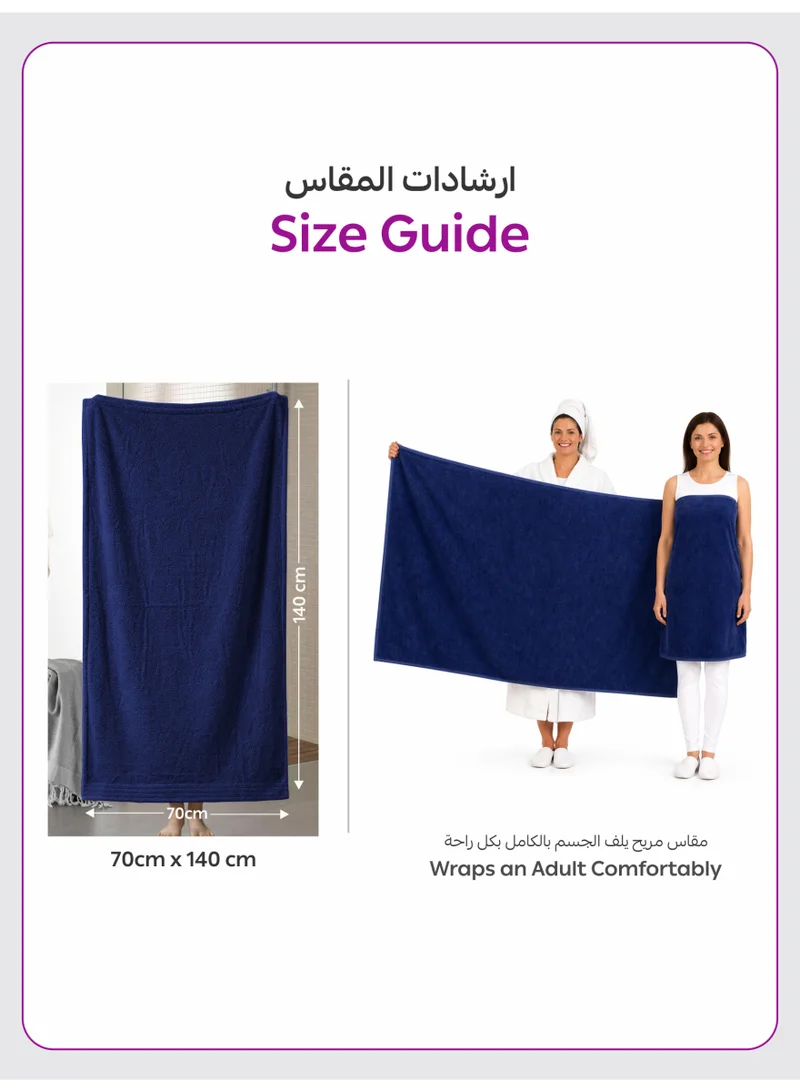 Donetella Navy Blue Bath Towel (1 Pack, 70 X 140 cm) - Microfiber 330 GSM - Super Soft, Highly Absorbent, Quick Drying Thick Bathroom Towels - Soft Hotel Quality for Bath and Spa  | Best Price UAE