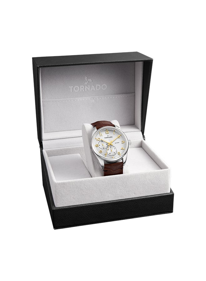 TORNADO Men's Genuine Leather Multi Function Watch T25102-SLDW - 42.5 mm - Image 4