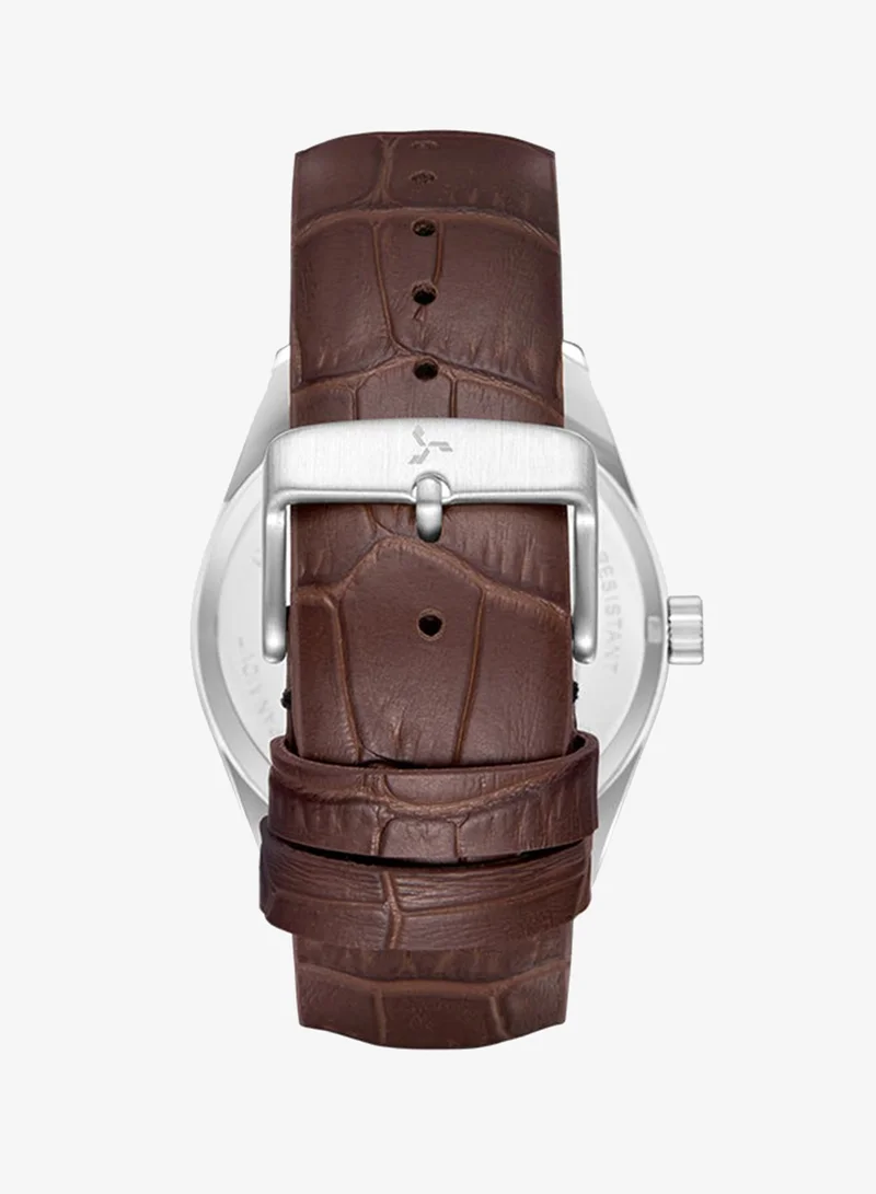 Tornado white Men's Genuine Leather with crocodile pattern Multi Function Watch T25102-SLDW - 42mm mm for Men | Best Price UAE