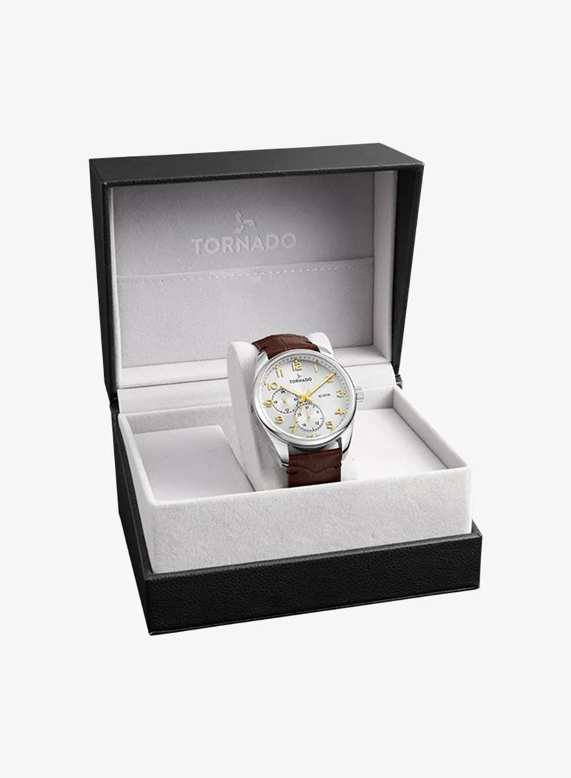 Tornado white Men's Genuine Leather with crocodile pattern Multi Function Watch T25102-SLDW - 42mm mm for Men | Best Price UAE