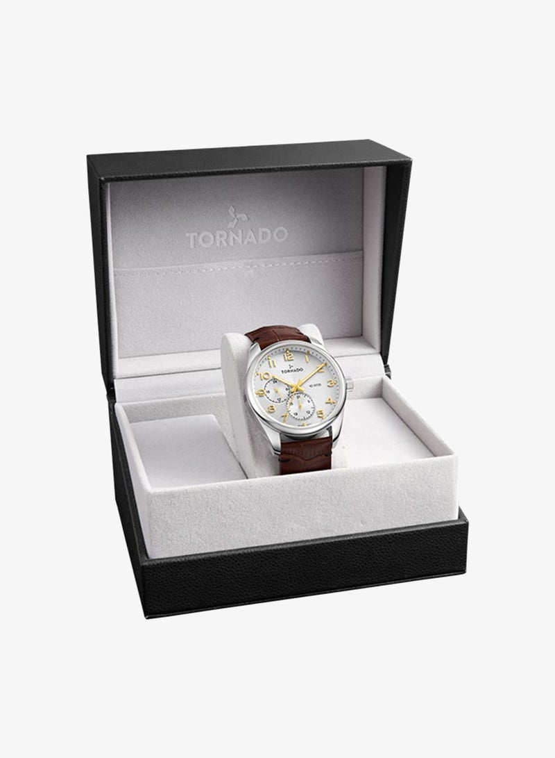TORNADO Men's Genuine Leather with crocodile pattern Multi Function Watch T25102-SLDW - 42mm mm - Image 4
