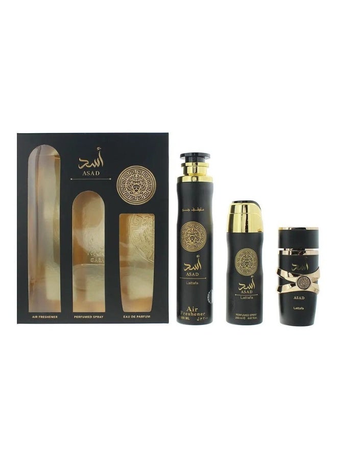 Lattafa Gift Set Asad EDP 100ml + Perfumed Spray 200ml + Air Freshener 300ml - Image 2