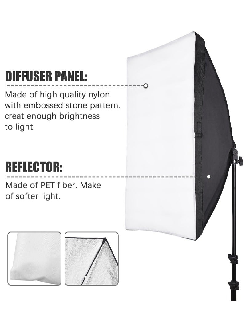 Glanfen Photography Soft Box Lighting Kit with 2 Pcs 105W Bulb Soft Box and Carry Bag for Portrait Product Shooting - Image 3