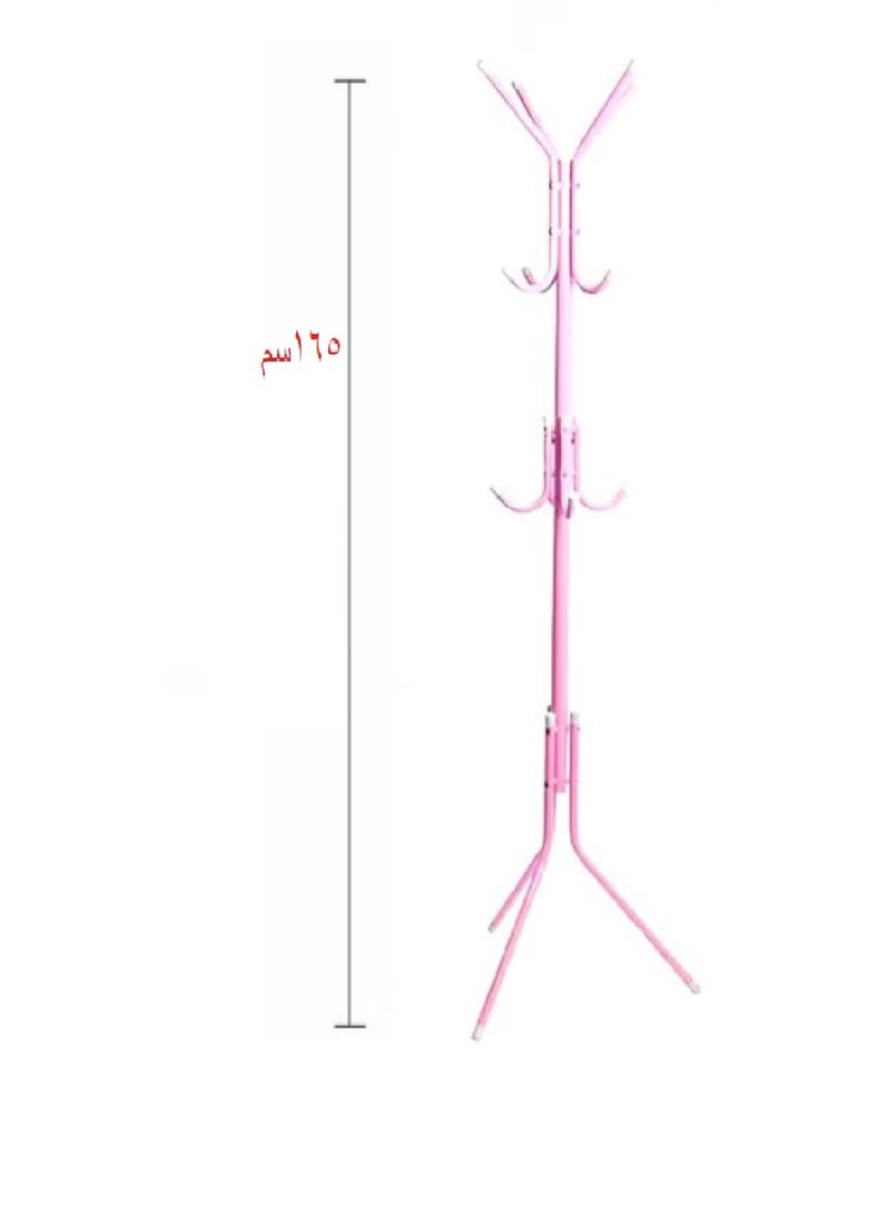 Hanger - Metal Rack with 6 Hooks for Hanging Coats, Hats, Jackets, Umbrellas, Ties, Bags 42 x 165 cm (Pink)  - Image 3
