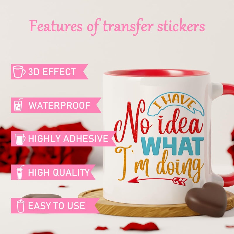 Rngmsi Funny UV DTF Cup Wrap - 20 Sheets Sarcastic UV DTF Wraps for 16 oz Humorous UVDTF Decals for Tumblers Waterproof Rub on Transfer Stickers for Glass, Wood DIY Crafts - Image 3