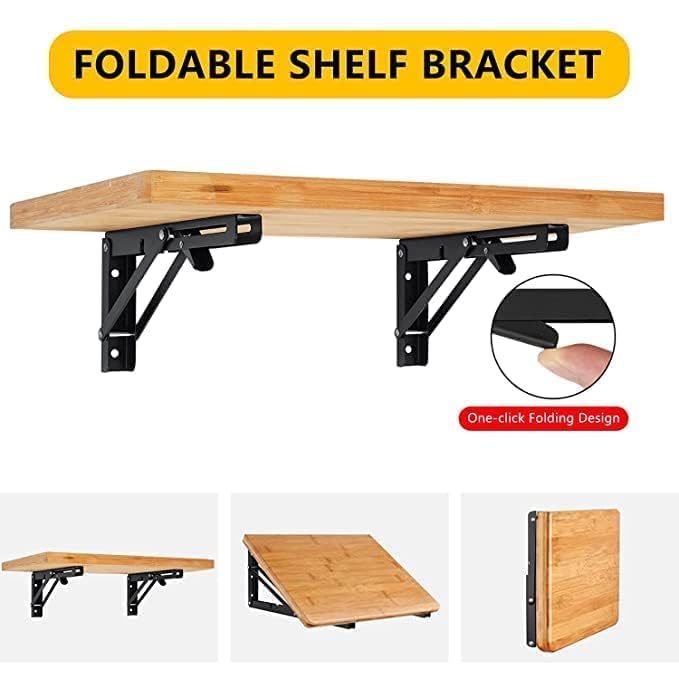 JUGTE Folding Shelf Brackets Heavy Duty Metal Collapsible Shelf Bracket for Bench Table Shelf Hinge Wall Mounted Space Saving DIY Bracket 40 CM 4 - Image 3