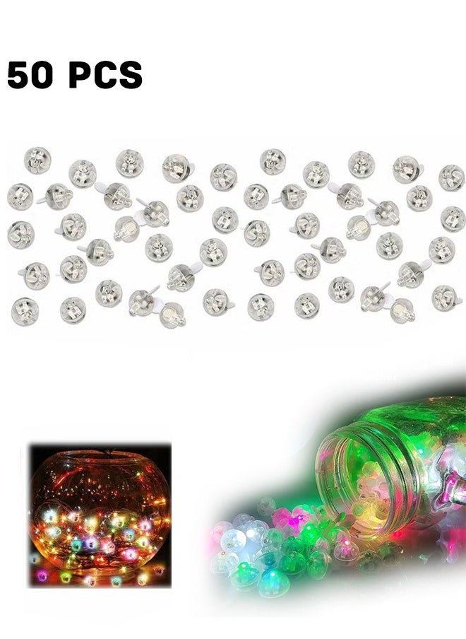 الضفدع الحقيقي ضوء بالون LED، 50 قطعة متعددة الألوان مستديرة LED كرة فلاش مصباح كروي صغير لبالون الفانوس الورقي، صغير داخلي وخارجي للحفلات وحفلات الزفاف لوازم تزيين القلادة  - Image 1
