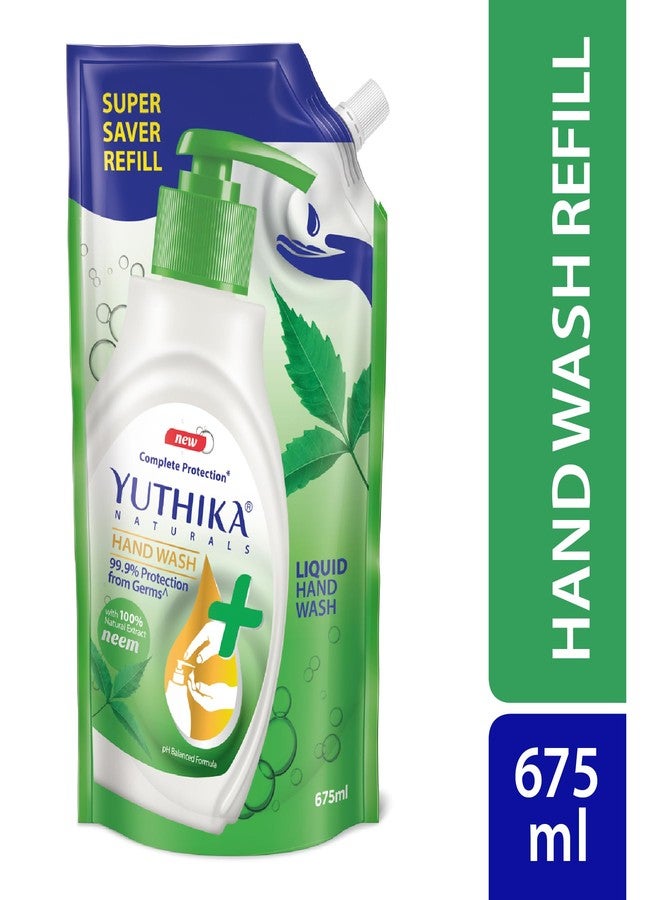 Yuthika Germ Protection Neem Hand Wash liquid Refill | Antibactirial Handwash with PH balanced Formula 675ml (Pack of 2) - Image 2