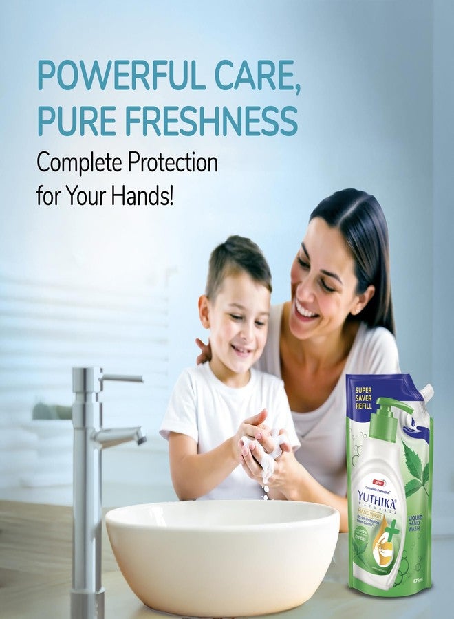 Yuthika Germ Protection Neem Hand Wash liquid Refill | Antibactirial Handwash with PH balanced Formula 675ml (Pack of 2) - Image 5