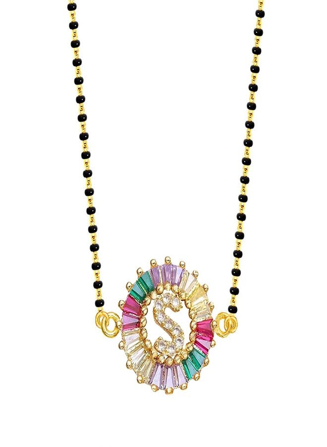 ZIVOM® Rainbow S Alphabets Initial Letters Baguette Crystal Beads Bracelet Hand Mangalsutra Women Girls - Image 1