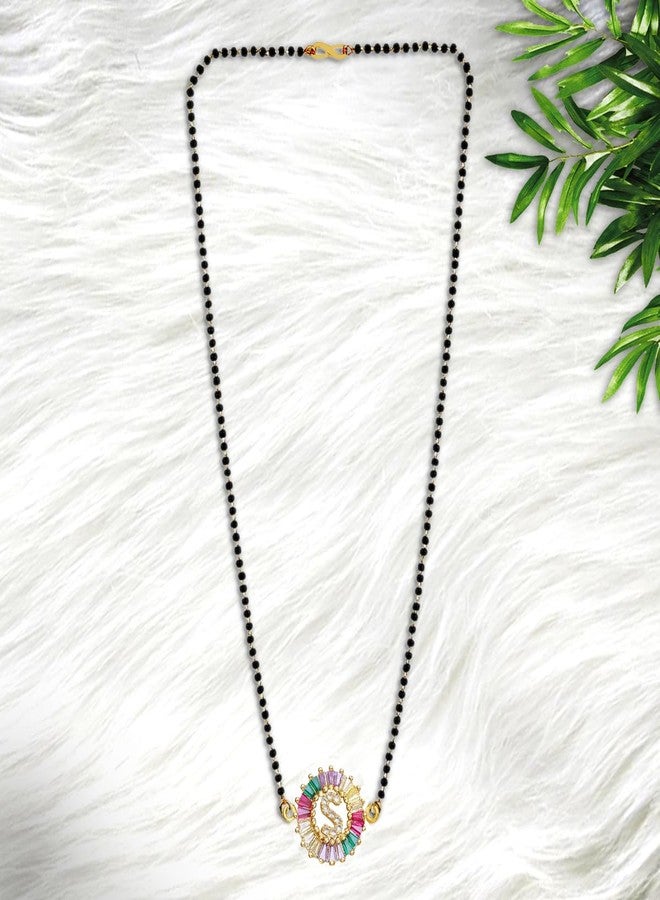 ZIVOM® Rainbow S Alphabets Initial Letters Baguette Crystal Beads Bracelet Hand Mangalsutra Women Girls - Image 3