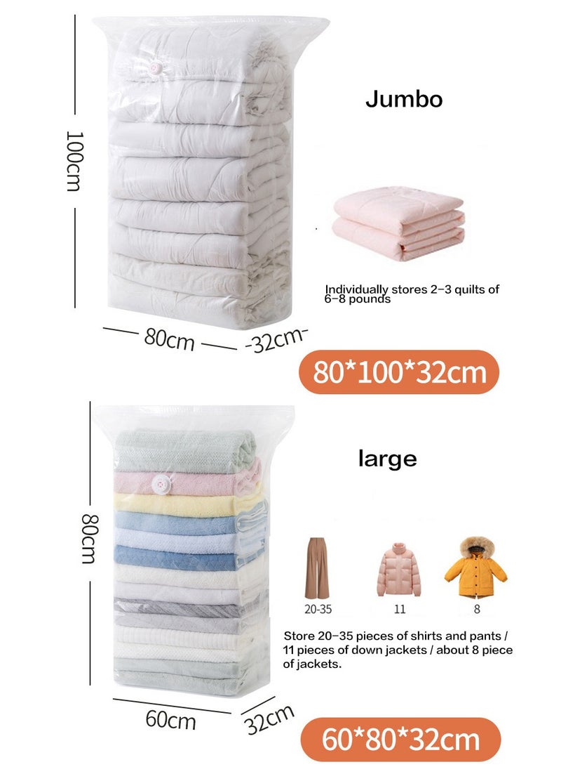 Sunspire 4PCS Vacuum Storage Bags, Reusable Space Saver Seal Bag with Hand Pump, Compression Sealer Bags for Comforters, Blankets, Clothes, Pillows, Travel(2 x Jumbo, 2 x Large) - Image 2