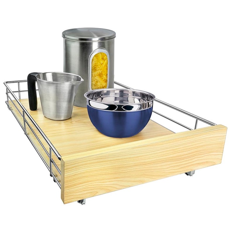 LYNK PROFESSIONAL LYNK PROFESSIONAL SELECT Pull Out Cabinet Organizer 14 x 21 Slide Out Drawers for Kitchen Cabinets  Sliding PullOut Pantry Shelves  Home Shelf Organizers  Lifetime Ltd Warranty Wood Chrome 