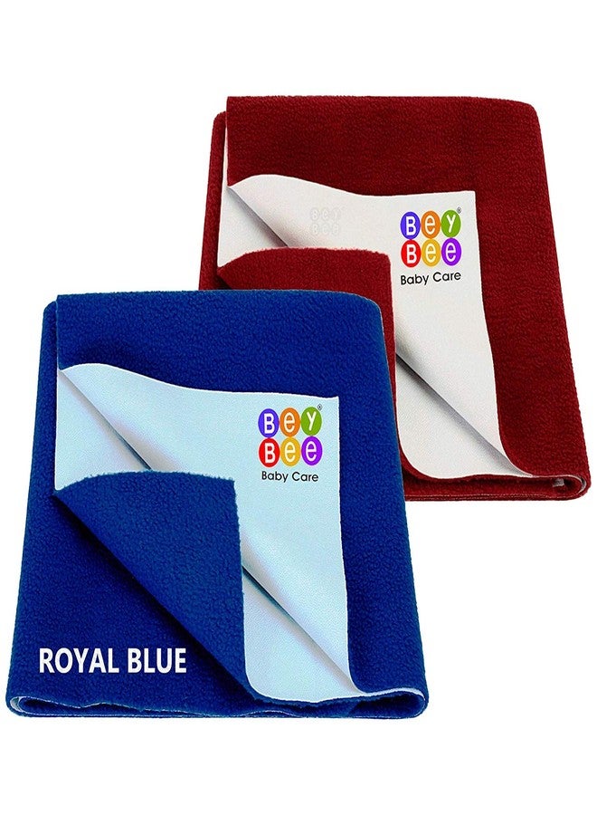 Bey Bee BeyBee ® Cotton Waterproof Bed Protector Dry Sheet Gifts Pack (Medium , Royal Blue/Maroon) - Pack of 2 - Image 1