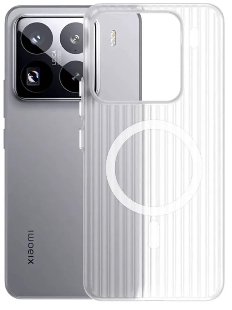 Kapa Wave Magnetic Frosted Grip Back Cover for Xiaomi 15 | [MagSafe Compatible] Wireless Charging, Slim, Metal Buttons Matte Finish Back Case (White) - Image 1