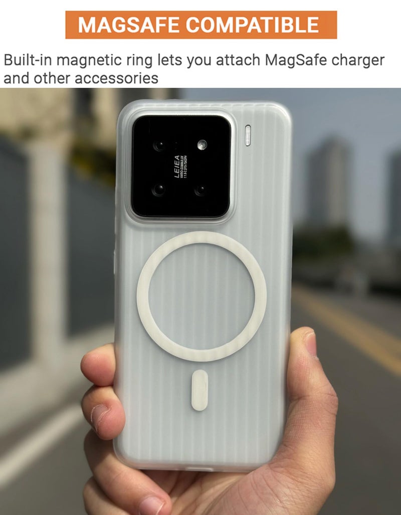 Kapa Wave Magnetic Frosted Grip Back Cover for Xiaomi 15 | [MagSafe Compatible] Wireless Charging, Slim, Metal Buttons Matte Finish Back Case (White) - Image 3