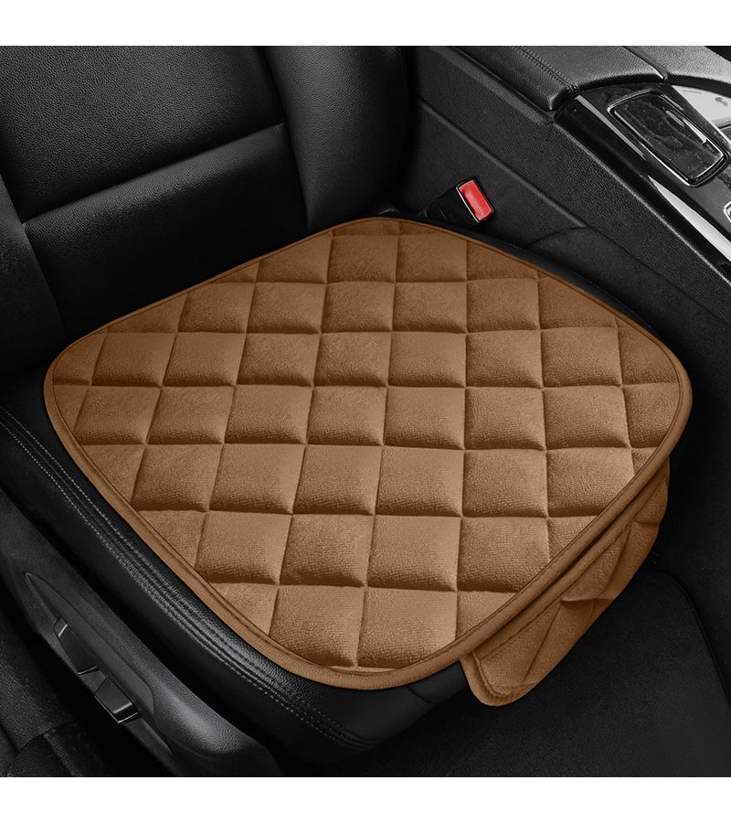 1pc Car Seat Cushion Coffee Color Diagonal Check Plush Front Row Single Piece Comfortable Warm Breathable No Tying Required All Seasons Fit Sedan SUV Truck RV - Image 5