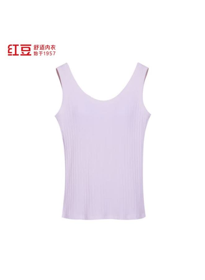 Hongdou Women's Soft Cotton Stretch Vertical Stripe Vest With Chest Pad, Simple And Wearable Outerwear Tank Top - Image 3