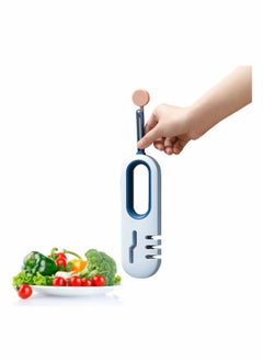Excefore Kitchen Knife Sharpener, 4 in 1 Multifunctional Home Manual Knife Accessories 3-stage for Knives and Scissors (Blue)  - Image 1