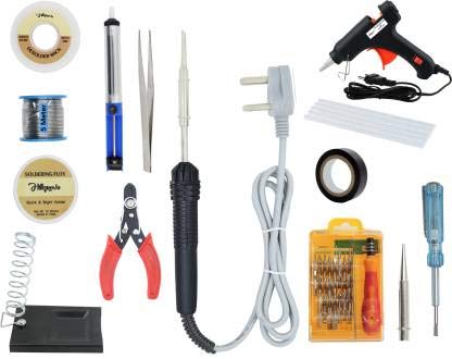 Hillgrove 14In1 Beginners Complete 30W Soldering Iron Kit Glue Gun Combo With Mobile Phone Repair Kit 30W 30 W Simple (Flat, Pointed Tip) - Image 1