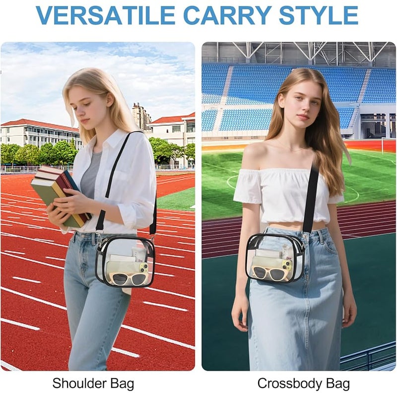 Busiuw Clear Bag for Stadium Events-Small Clear Purse Mini stadium Bag for Sport Concert Work(Black) - Image 2