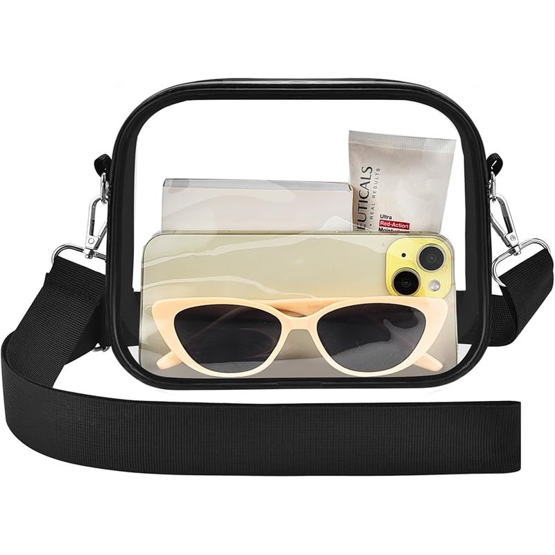 Busiuw Clear Bag for Stadium Events-Small Clear Purse Mini stadium Bag for Sport Concert Work(Black) - Image 1