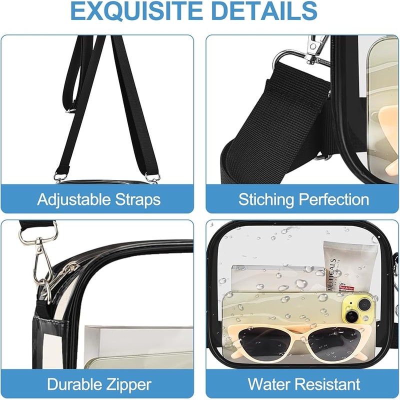 Busiuw Clear Bag for Stadium Events-Small Clear Purse Mini stadium Bag for Sport Concert Work(Black) - Image 4