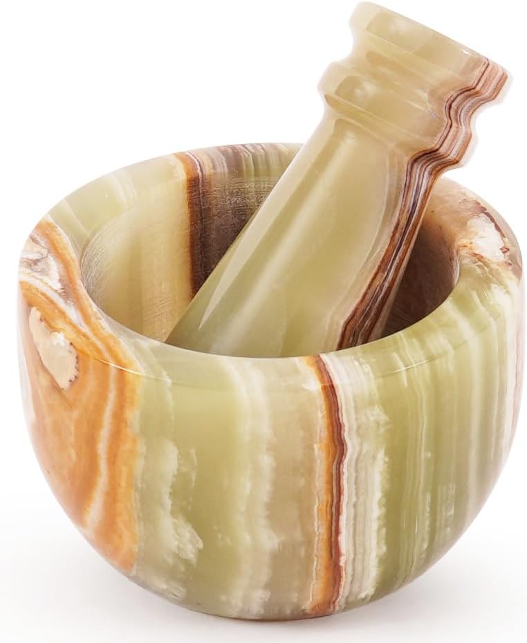 MARBLE RANGE Marble Herb & Spice Grinder 3" Inch Green Onyx Handmade – Natural Stone Mortar & Pestle Set for Garlic, Seasonings & Kitchen Use | Spice Grinder Bowl for Herbs, Guacamole & Kitchen Storage Organizer - Image 1