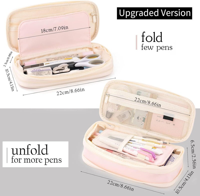 KASTWAVE Large Capacity Pencil Case, Cosmetic Bag, Large Capacity, Storage Bag With Zipper, Suitable For School Office - Image 3