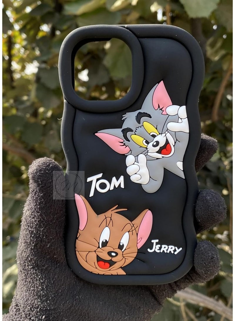 IAF For iPhone 16 Pro Max Cover Case with Camera Protection Cute 3D Soft Silicone Protective Design Cartoon Back Cover Silicone BLACK  - Image 2