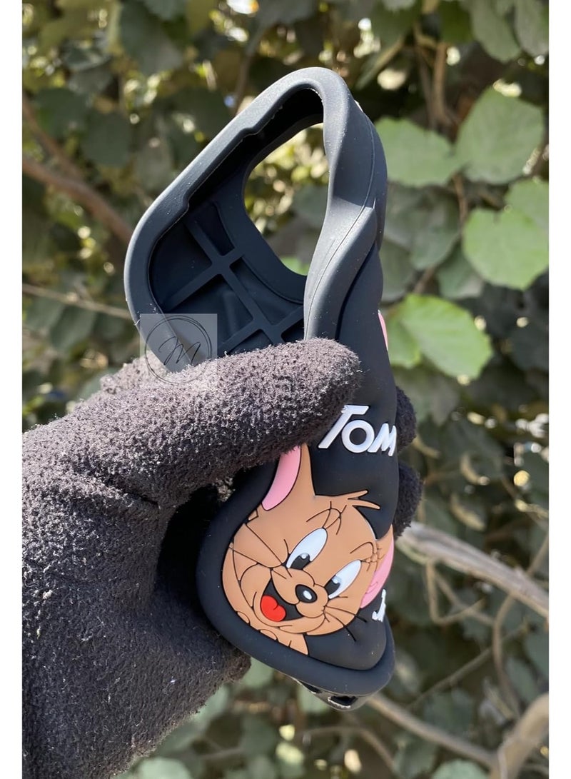 IAF For iPhone 16 Pro Max Cover Case with Camera Protection Cute 3D Soft Silicone Protective Design Cartoon Back Cover Silicone BLACK  - Image 4
