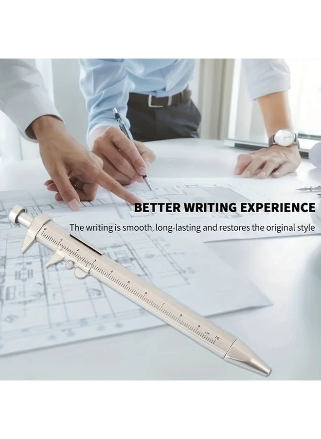 Silvery 3 Pcs Dual Use Vernier Caliper Ballpoint Pen With 0 100mm Scale Precision Stationery - Image 5