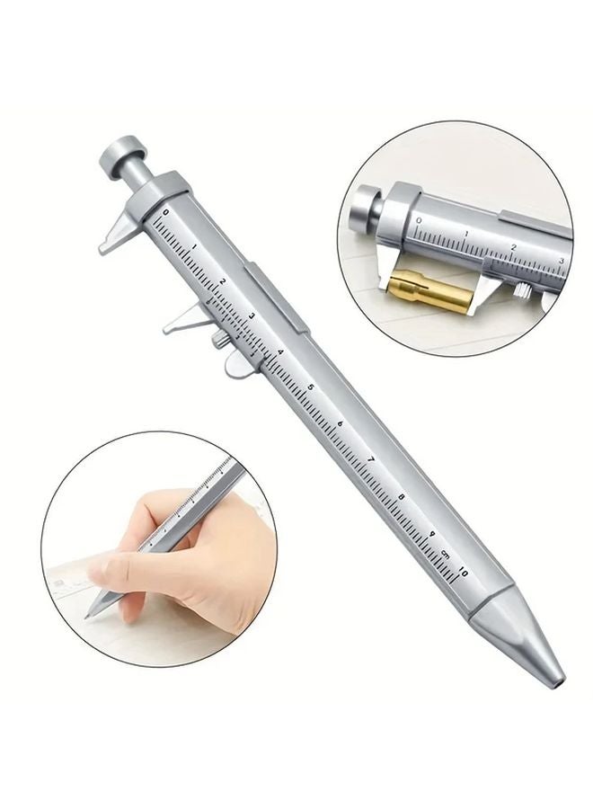 Silvery 3 Pcs Dual Use Vernier Caliper Ballpoint Pen With 0 100mm Scale Precision Stationery - Image 2