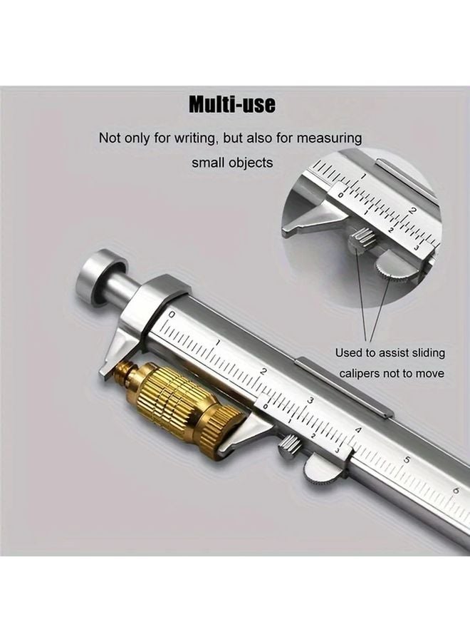 Silvery 3 Pcs Dual Use Vernier Caliper Ballpoint Pen With 0 100mm Scale Precision Stationery - Image 3